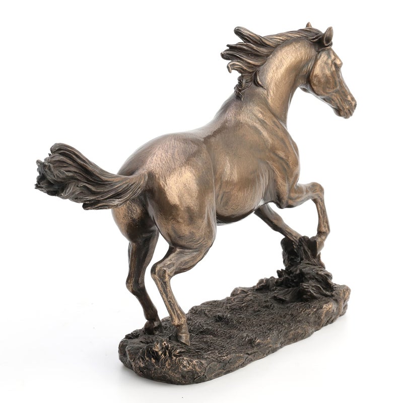 US 13.63 Inch Horse Cantering on The Grassland Cold Cast Bronze Figurine - Image 3